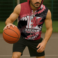 Personalized Kalani Hawaii High School Sleeveless Zip Hoodie Puakenikeni Lei Hawaiian Pattern - Polynesian Pride