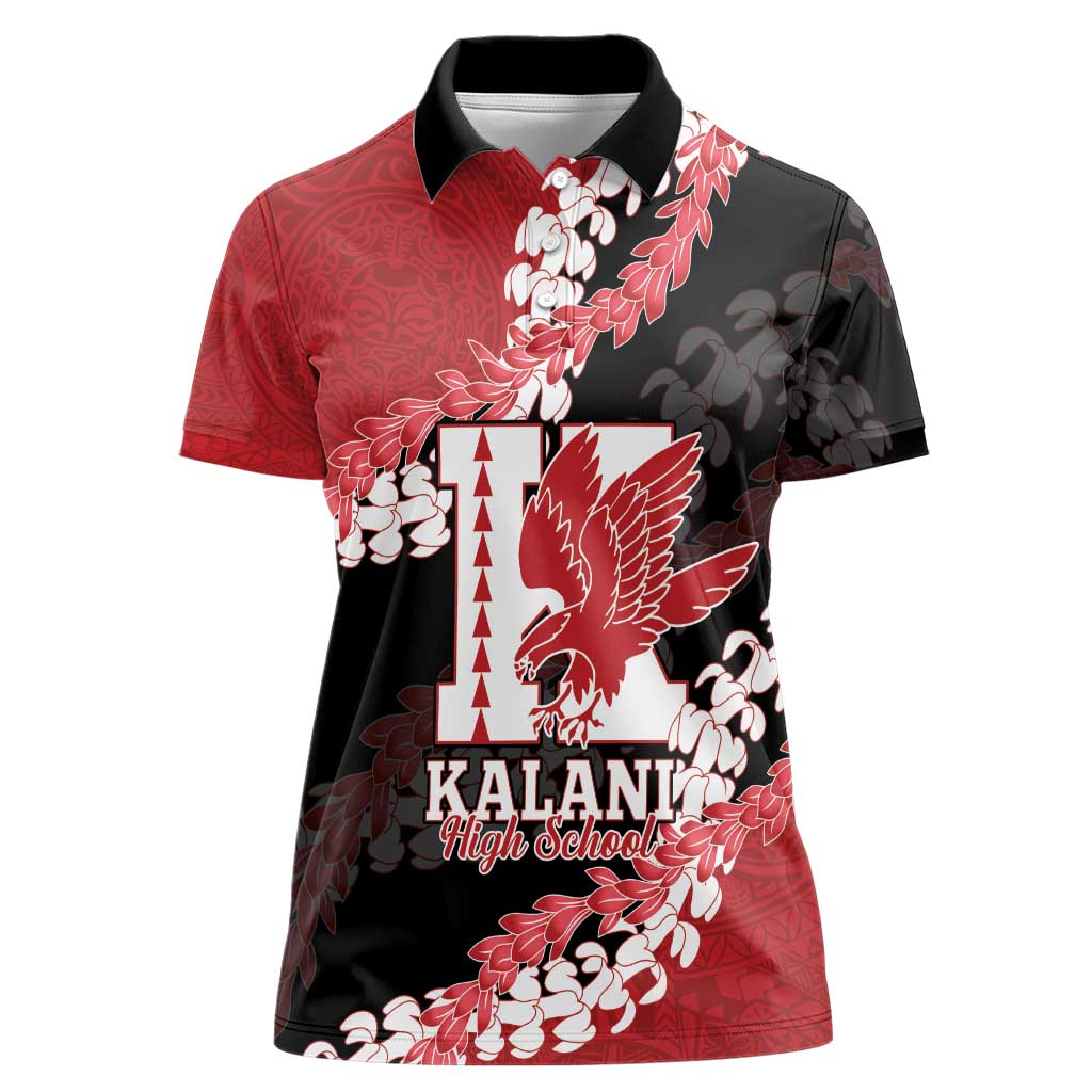 Personalized Kalani Hawaii High School Women Polo Shirt Puakenikeni Lei Hawaiian Pattern - Polynesian Pride