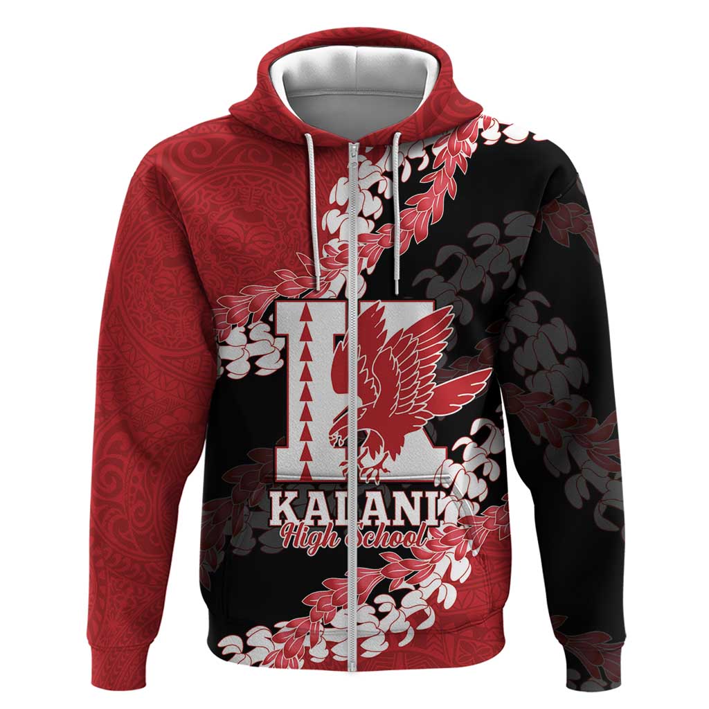 Personalized Kalani Hawaii High School Zip Hoodie Puakenikeni Lei Hawaiian Pattern - Polynesian Pride