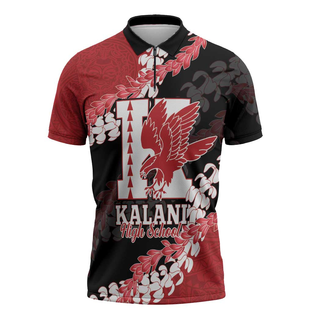 Personalized Kalani Hawaii High School Zipper Polo Shirt Puakenikeni Lei Hawaiian Pattern - Polynesian Pride