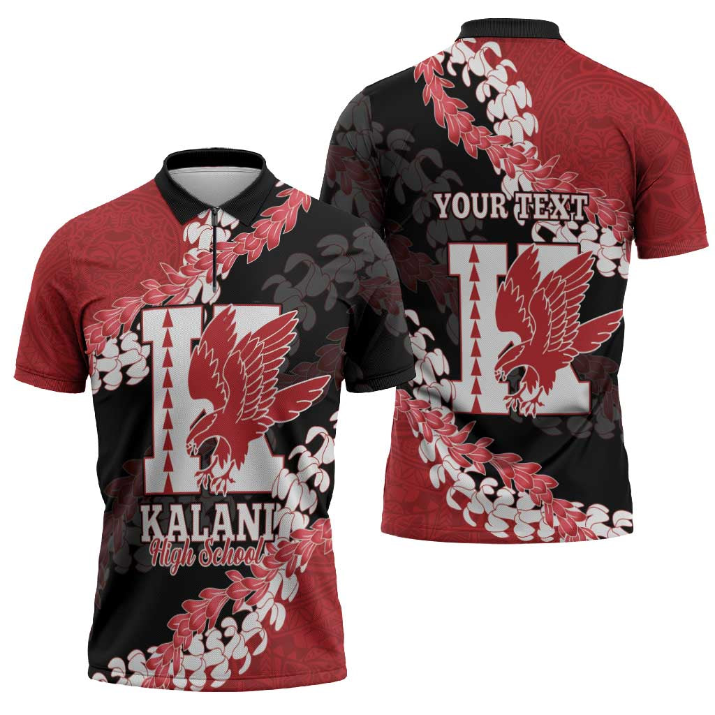 Personalized Kalani Hawaii High School Zipper Polo Shirt Puakenikeni Lei Hawaiian Pattern - Polynesian Pride