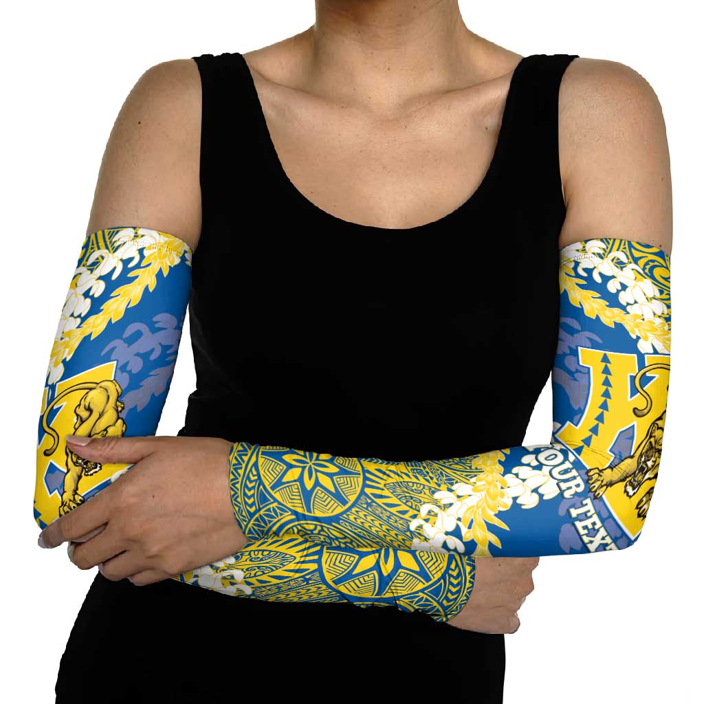 Personalized Kaiser Hawaii High School Arm Sleeves Puakenikeni Lei Hawaiian Pattern - Polynesian Pride