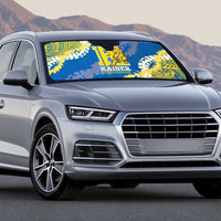 Kaiser Hawaii High School Auto Sun Shade Puakenikeni Lei Hawaiian Pattern - Polynesian Pride