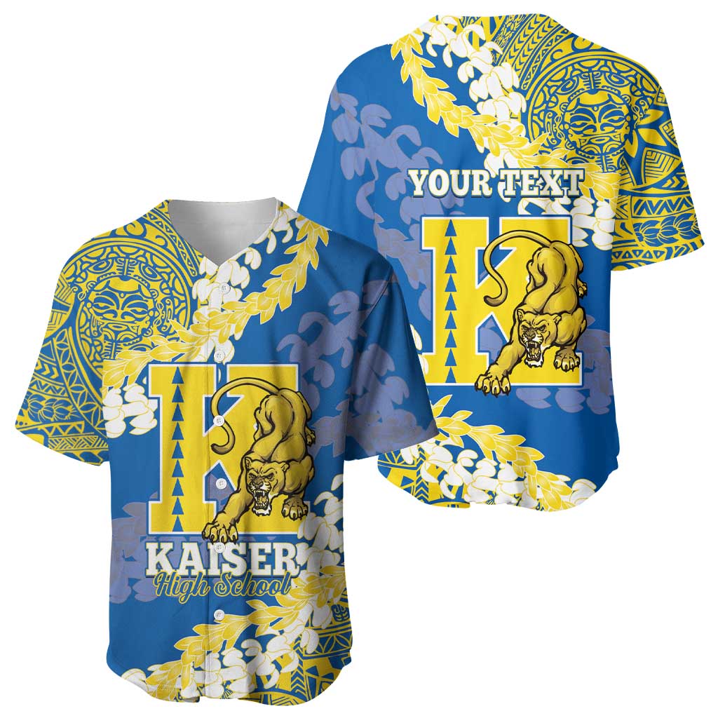 Personalized Kaiser Hawaii High School Baseball Jersey Puakenikeni Lei Hawaiian Pattern - Polynesian Pride