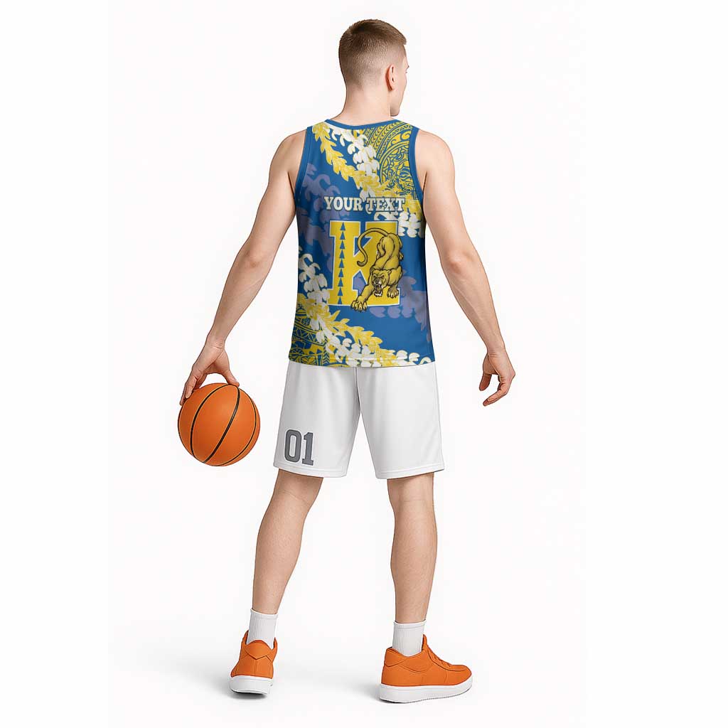 Personalized Kaiser Hawaii High School Basketball Jersey Puakenikeni Lei Hawaiian Pattern - Polynesian Pride