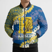 Personalized Kaiser Hawaii High School Bomber Puffer Jacket Puakenikeni Lei Hawaiian Pattern - Polynesian Pride