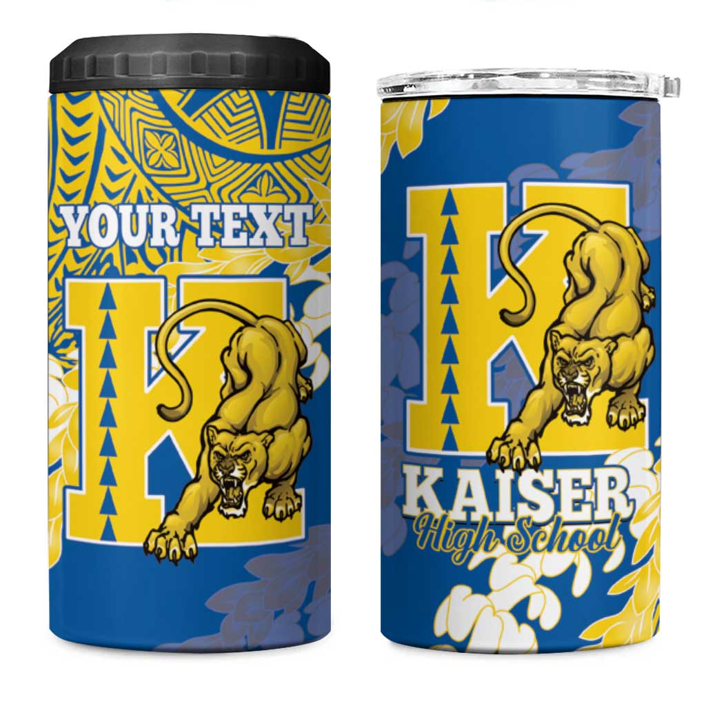 Personalized Kaiser Hawaii High School 4 in 1 Can Cooler Tumbler Puakenikeni Lei Hawaiian Pattern - Polynesian Pride