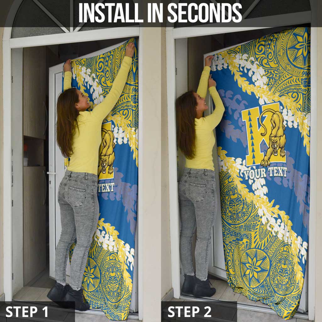 Personalized Kaiser Hawaii High School Door Cover Puakenikeni Lei Hawaiian Pattern - Polynesian Pride