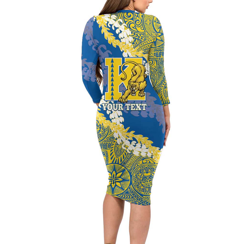 Personalized Kaiser Hawaii High School Family Matching Long Sleeve Bodycon Dress and Hawaiian Shirt Puakenikeni Lei Hawaiian Pattern - Polynesian Pride
