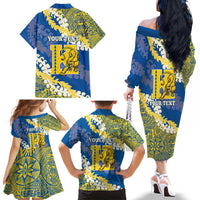 Personalized Kaiser Hawaii High School Family Matching Off The Shoulder Long Sleeve Dress and Hawaiian Shirt Puakenikeni Lei Hawaiian Pattern - Polynesian Pride