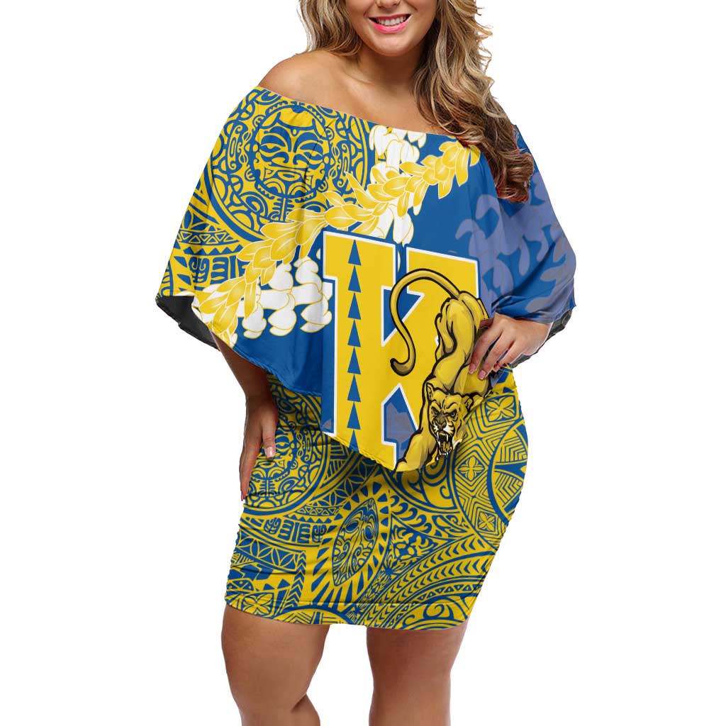 Personalized Kaiser Hawaii High School Family Matching Off Shoulder Short Dress and Hawaiian Shirt Puakenikeni Lei Hawaiian Pattern - Polynesian Pride