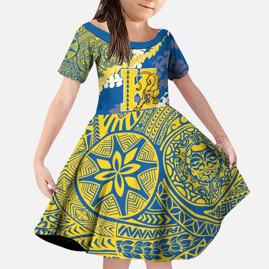 Personalized Kaiser Hawaii High School Family Matching Puletasi and Hawaiian Shirt Puakenikeni Lei Hawaiian Pattern - Polynesian Pride