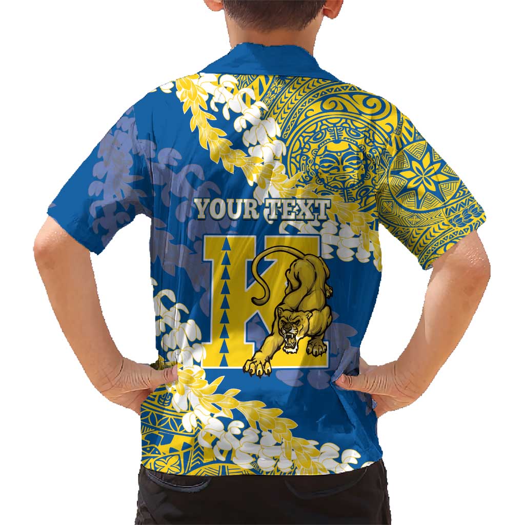 Personalized Kaiser Hawaii High School Family Matching Short Sleeve Bodycon Dress and Hawaiian Shirt Puakenikeni Lei Hawaiian Pattern - Polynesian Pride