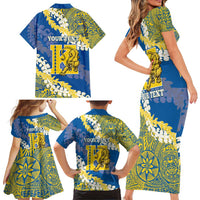 Personalized Kaiser Hawaii High School Family Matching Short Sleeve Bodycon Dress and Hawaiian Shirt Puakenikeni Lei Hawaiian Pattern - Polynesian Pride
