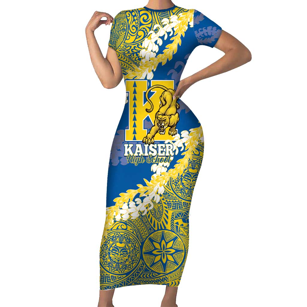 Personalized Kaiser Hawaii High School Family Matching Short Sleeve Bodycon Dress and Hawaiian Shirt Puakenikeni Lei Hawaiian Pattern - Polynesian Pride