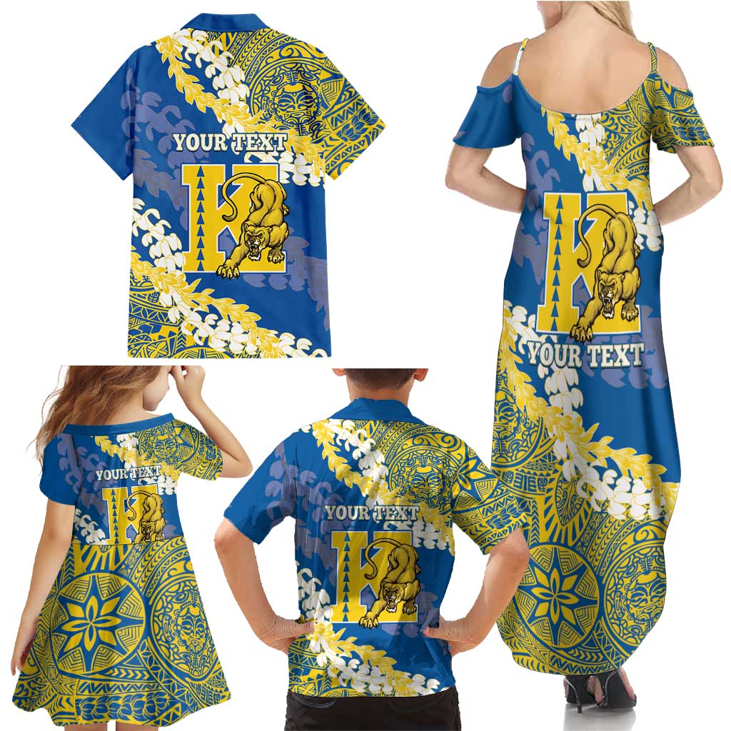 Personalized Kaiser Hawaii High School Family Matching Summer Maxi Dress and Hawaiian Shirt Puakenikeni Lei Hawaiian Pattern LT14 - Polynesian Pride