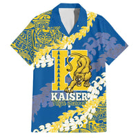 Personalized Kaiser Hawaii High School Family Matching Summer Maxi Dress and Hawaiian Shirt Puakenikeni Lei Hawaiian Pattern LT14 Dad's Shirt - Short Sleeve Blue - Polynesian Pride