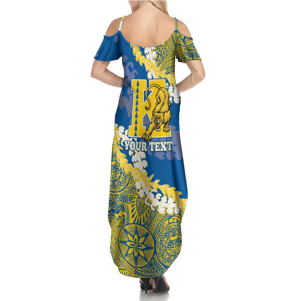 Personalized Kaiser Hawaii High School Family Matching Summer Maxi Dress and Hawaiian Shirt Puakenikeni Lei Hawaiian Pattern LT14 - Polynesian Pride