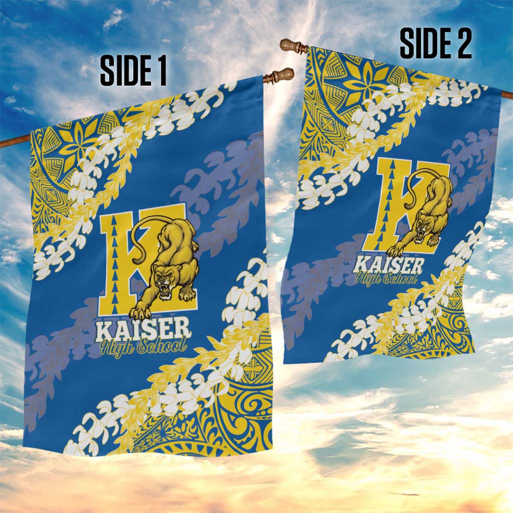 Kaiser Hawaii High School Garden Flag Puakenikeni Lei Hawaiian Pattern - Polynesian Pride