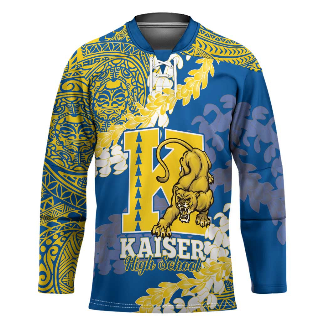 Personalized Kaiser Hawaii High School Hockey Jersey Puakenikeni Lei Hawaiian Pattern - Polynesian Pride