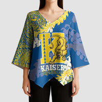 Personalized Kaiser Hawaii High School Kimono Sleeve Blouse Puakenikeni Lei Hawaiian Pattern - Polynesian Pride
