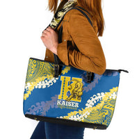 Kaiser Hawaii High School Leather Tote Bag Puakenikeni Lei Hawaiian Pattern - Polynesian Pride