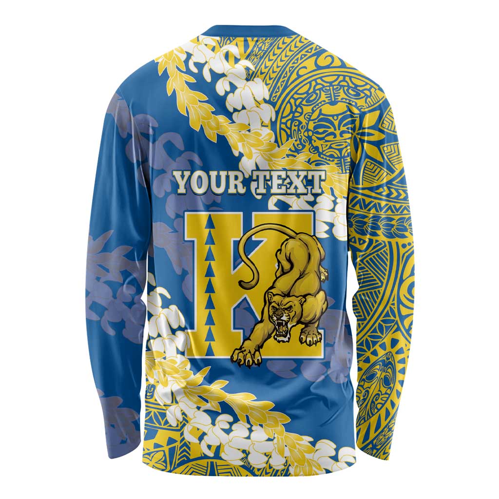 Personalized Kaiser Hawaii High School Long Sleeve Shirt Puakenikeni Lei Hawaiian Pattern - Polynesian Pride
