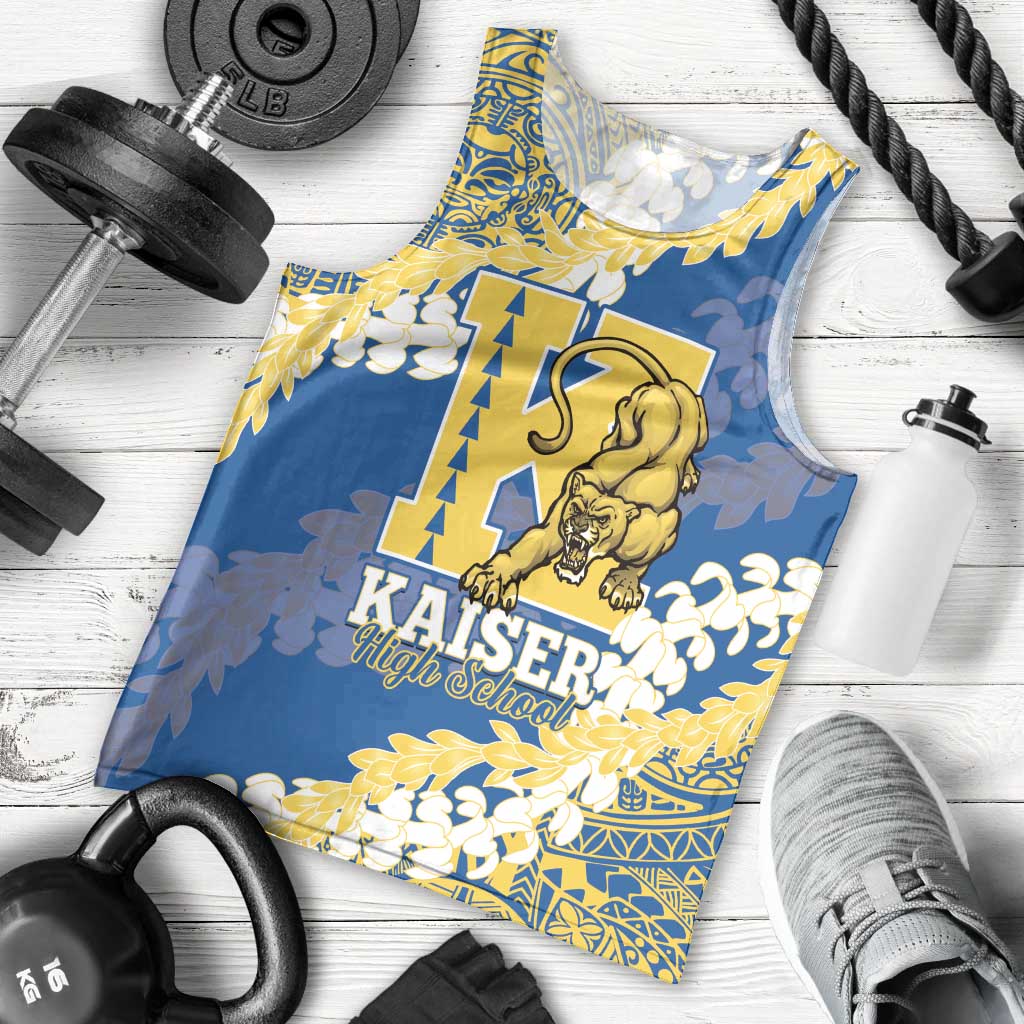 Personalized Kaiser Hawaii High School Men Tank Top Puakenikeni Lei Hawaiian Pattern - Polynesian Pride