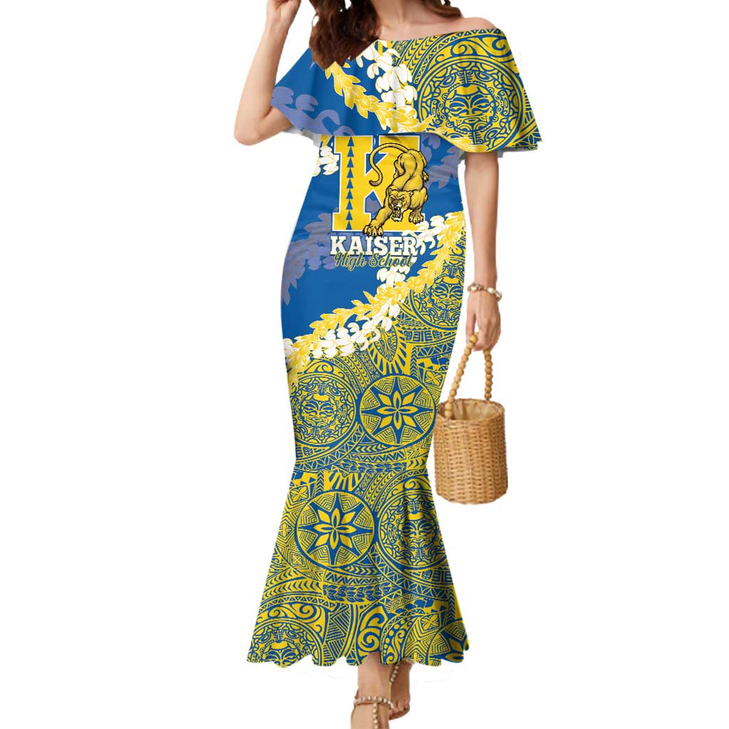 Personalized Kaiser Hawaii High School Mermaid Dress Puakenikeni Lei Hawaiian Pattern - Polynesian Pride