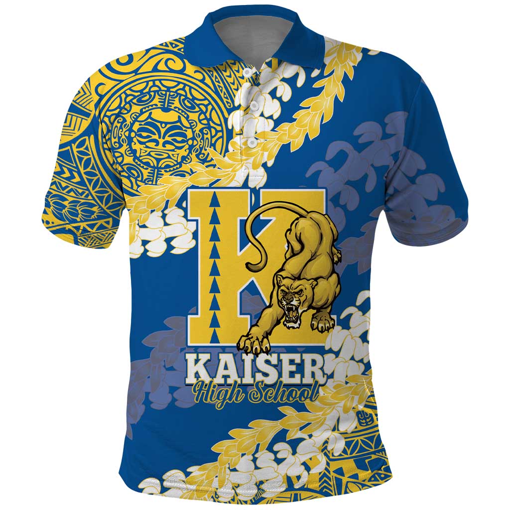 Personalized Kaiser Hawaii High School Polo Shirt Puakenikeni Lei Hawaiian Pattern - Polynesian Pride