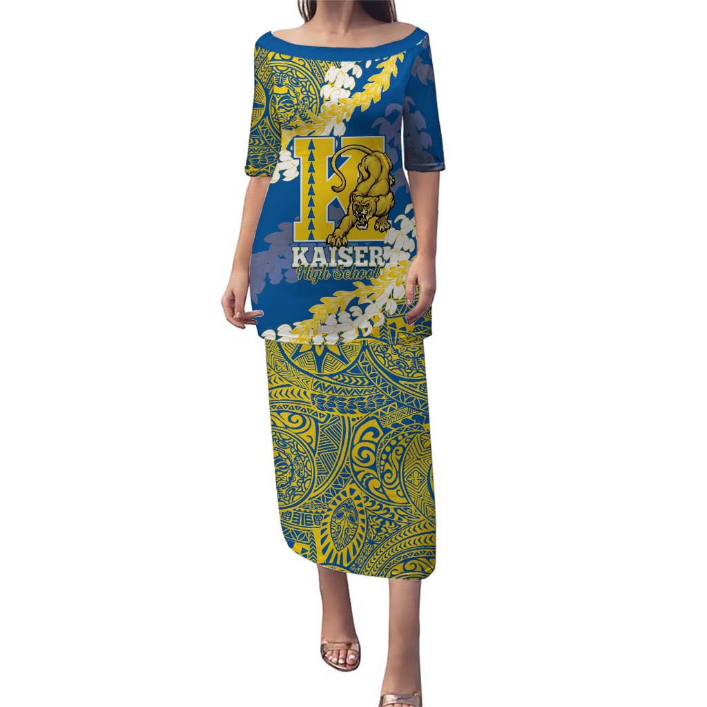 Personalized Kaiser Hawaii High School Puletasi Puakenikeni Lei Hawaiian Pattern - Polynesian Pride