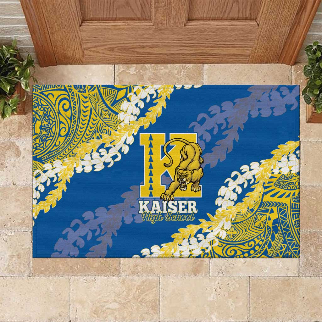 Kaiser Hawaii High School Rubber Doormat Puakenikeni Lei Hawaiian Pattern - Polynesian Pride