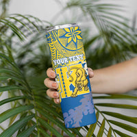Personalized Kaiser Hawaii High School Skinny Tumbler Puakenikeni Lei Hawaiian Pattern - Polynesian Pride