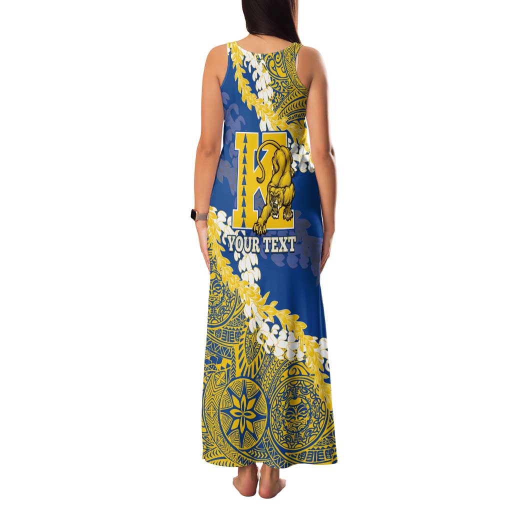 Personalized Kaiser Hawaii High School Tank Maxi Dress Puakenikeni Lei Hawaiian Pattern - Polynesian Pride