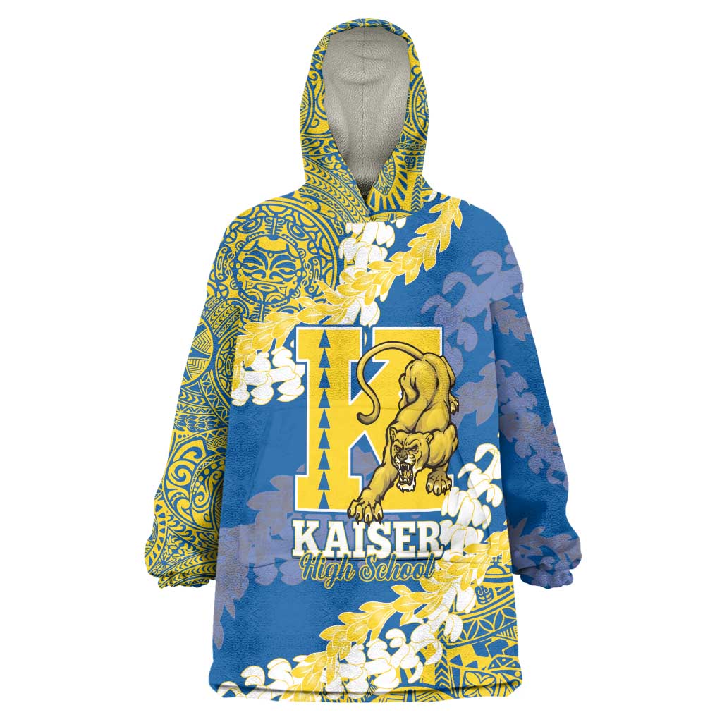 Personalized Kaiser Hawaii High School Wearable Blanket Hoodie Puakenikeni Lei Hawaiian Pattern - Polynesian Pride