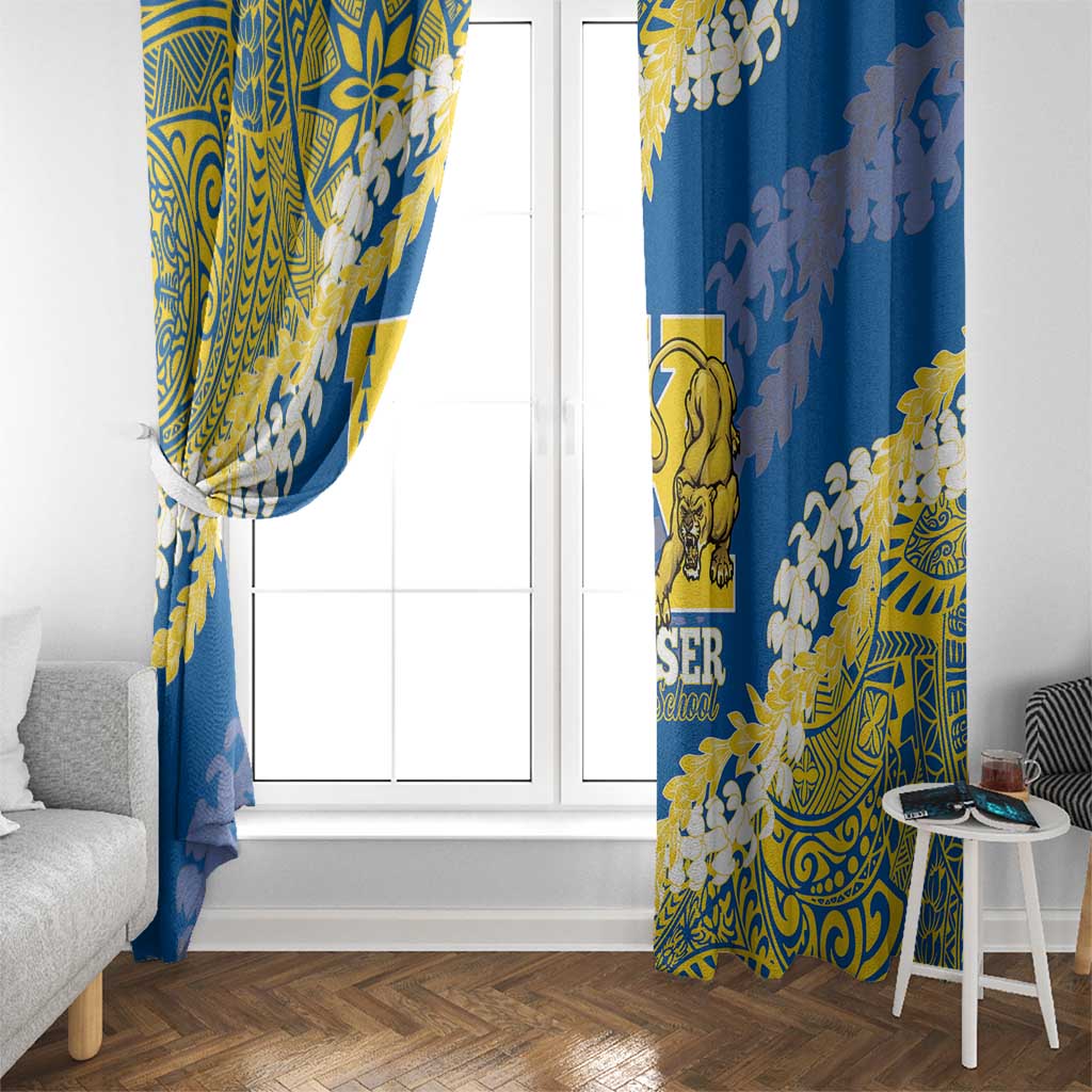 Kaiser Hawaii High School Window Curtain Puakenikeni Lei Hawaiian Pattern - Polynesian Pride