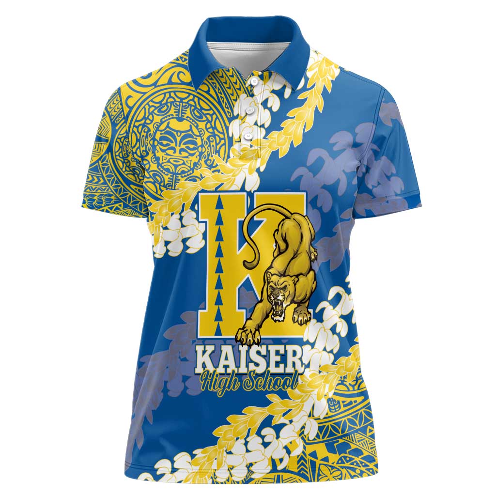 Personalized Kaiser Hawaii High School Women Polo Shirt Puakenikeni Lei Hawaiian Pattern - Polynesian Pride