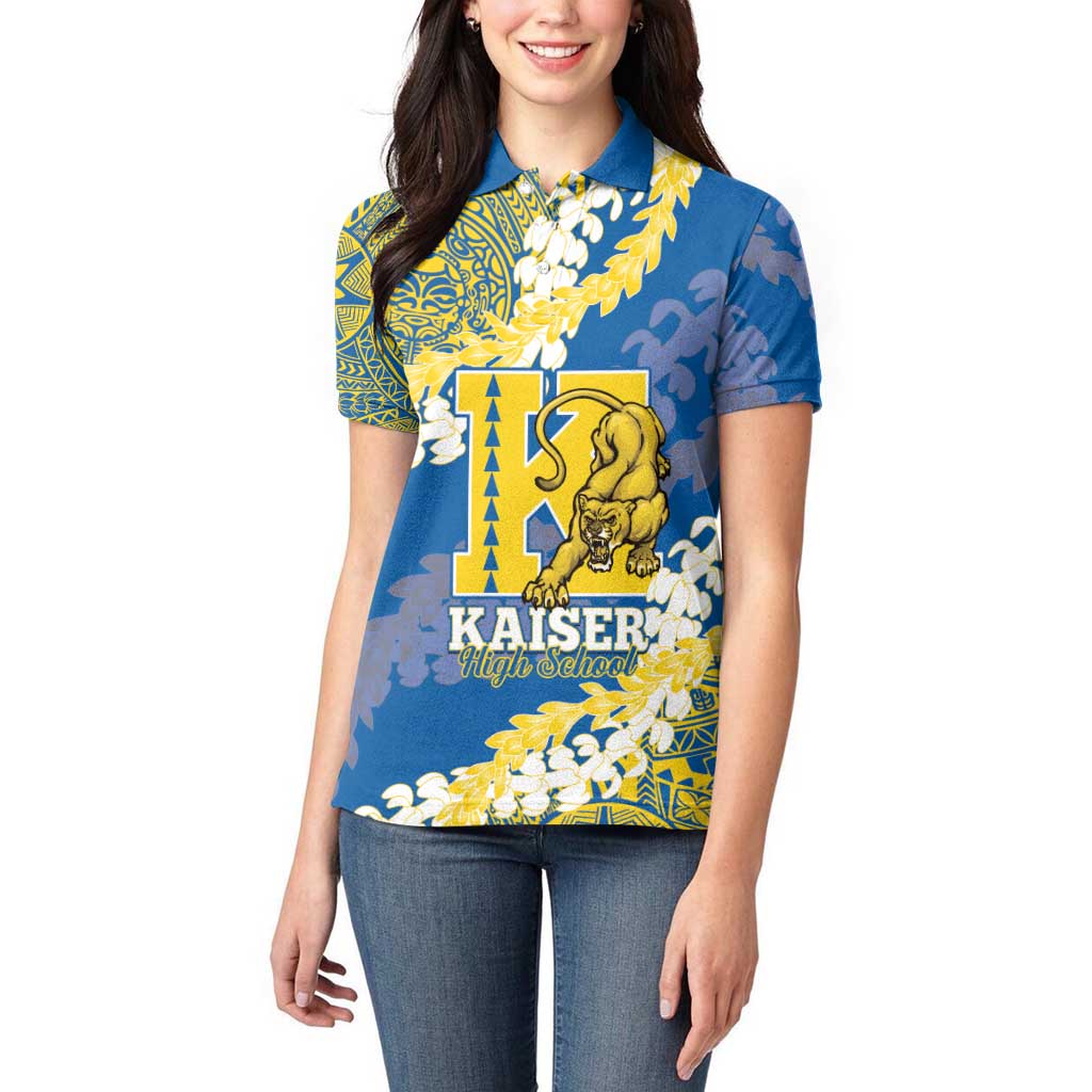 Personalized Kaiser Hawaii High School Women Polo Shirt Puakenikeni Lei Hawaiian Pattern - Polynesian Pride