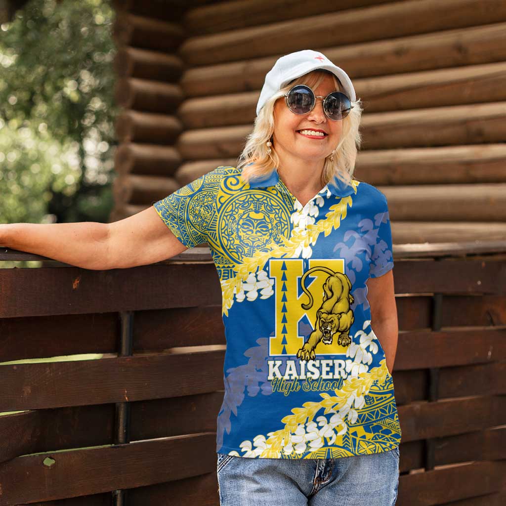 Personalized Kaiser Hawaii High School Women Polo Shirt Puakenikeni Lei Hawaiian Pattern - Polynesian Pride