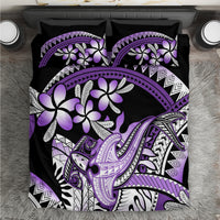 Purple Polynesian Bedding Set Hammerhead Shark Tattoo Royal Plumeria Gradient Vibes LT14 Purple - Polynesian Pride