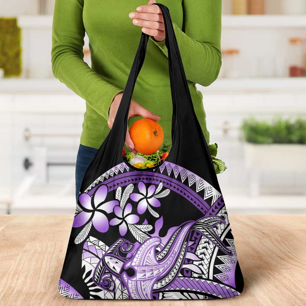 Purple Polynesian Grocery Bag Hammerhead Shark Tattoo Royal Plumeria Gradient