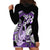 Purple Polynesian Hoodie Dress Hammerhead Shark Tattoo Royal Plumeria Gradient Vibes LT14 - Polynesian Pride