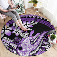 Purple Polynesian Round Carpet Hammerhead Shark Tattoo Royal Plumeria Gradient Vibes LT14 - Polynesian Pride