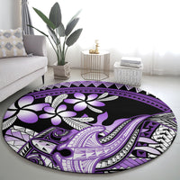 Purple Polynesian Round Carpet Hammerhead Shark Tattoo Royal Plumeria Gradient Vibes LT14 - Polynesian Pride