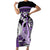 Purple Polynesian Short Sleeve Bodycon Dress Hammerhead Shark Tattoo Royal Plumeria Gradient Vibes LT14 Long Dress Purple - Polynesian Pride