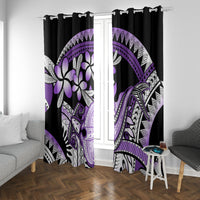 Purple Polynesian Window Curtain Hammerhead Shark Tattoo Royal Plumeria Gradient Vibes LT14 With Grommets Purple - Polynesian Pride