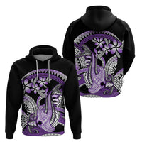 Purple Polynesian Zip Hoodie Hammerhead Shark Tattoo Royal Plumeria Gradient Vibes LT14 - Polynesian Pride