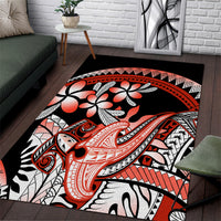 Red Polynesian Area Rug Hammerhead Shark Tattoo Royal Plumeria Gradient Vibes LT14 Red - Polynesian Pride