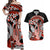 Red Polynesian Couples Matching Off Shoulder Maxi Dress and Hawaiian Shirt Hammerhead Shark Tattoo Royal Plumeria Gradient Vibes LT14 Red - Polynesian Pride