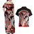 Red Polynesian Couples Matching Off Shoulder Maxi Dress and Hawaiian Shirt Hammerhead Shark Tattoo Royal Plumeria Gradient Vibes LT14 - Polynesian Pride